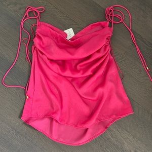 Free People Hot Pink Satin Top